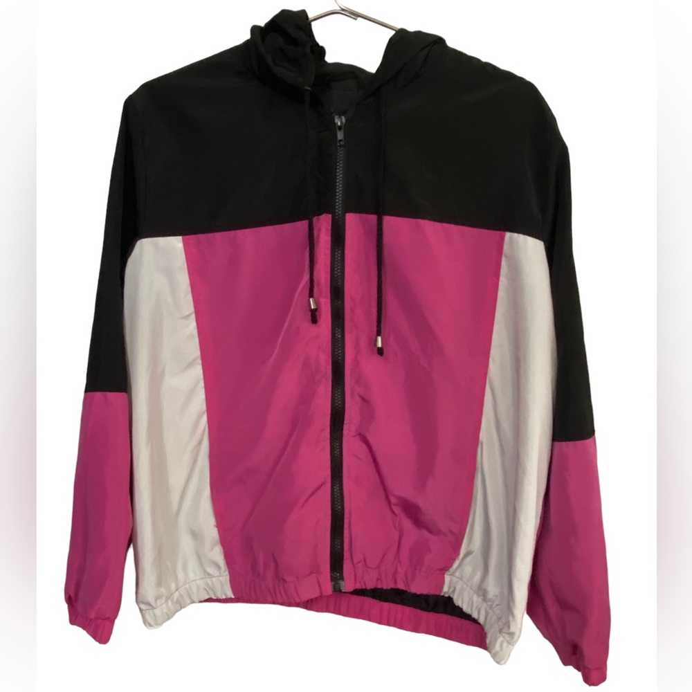 Outer Edge Pink & Black Pullover Windbreaker Jacket Women’s L MINTY 90s